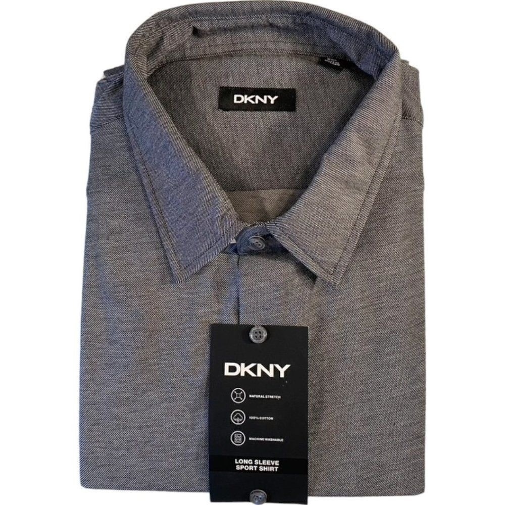 DKNY Men's Long Sleeve Button Up Shirt Gray XXL New with Tags!‎